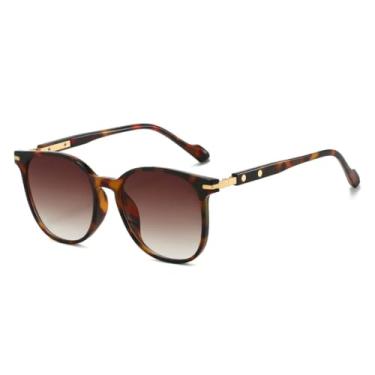 Imagem de Óculos de sol redondos com gradiente de leopardo, luxuosos, design moderno, casual, masculino, UV400 (marrom leopardo)