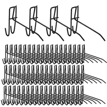 Imagem de GOMAKERER 60 ganchos de parede de grade, ganchos de painel de grade preta de 3 x 12 cm, ganchos de painel de grade de ferro resistentes para varejo, feiras de artesanato, instalação doméstica