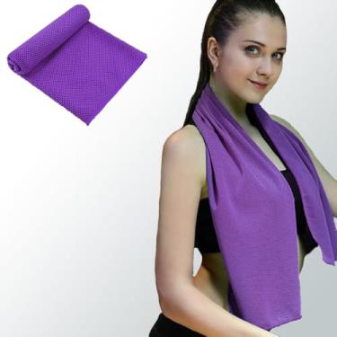 Imagem de Toalha de resfriamento esportiva, adequada para corrida, ioga, jogar bola, leve, adequada para a pele, várias cores (roxo)