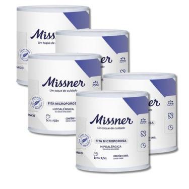 Imagem de Fita Microporosa Hipoalérgica Missner 5cm x 4,5m Branca com 5 Unidades