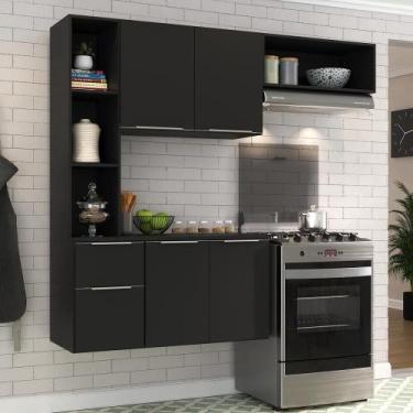 Imagem de Cozinha Compacta Com Armário e Balcão Multimóveis Preta - MULTIMOVEIS