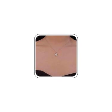 Imagem de Aneneiceera Colar gargantilha vintage de coração inchado com pingente de coração de ouro minúsculo colar de coração de metal curto colar de corrente satélite joia para mulheres e meninas, Zinco, Sem