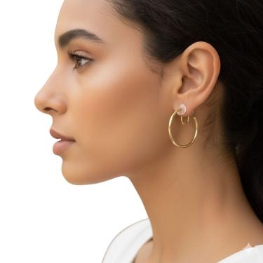 Imagem de Brincos De Argola Dourados Com Fecho De Pressão Festa