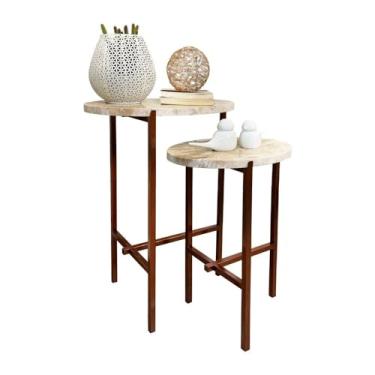 Imagem de Mesa de Centro Decorativa Para Sala de Estar Funcional Minimalista Tampo Pedra Estrutura Ferro