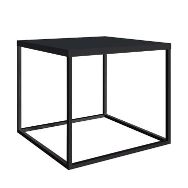 Imagem de Mesa Lateral Industrial Cube Preto Texturizado/preto