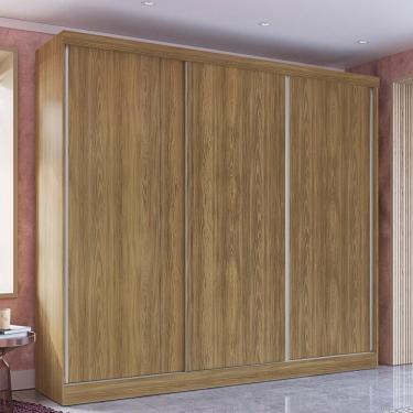 Imagem de Guarda-roupa Casal 100% Mdf Kappesberg 3 Portas De Correr 8 Gavetas Nogueira