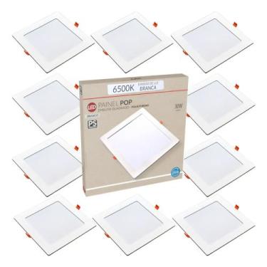 Imagem de Kit 10 Painel Plafon 30w Embutir Branco Frio 6500k 127v 220v Avant