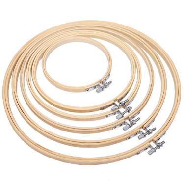 Imagem de Aros de bordado de madeira para ponto cruz, anéis de aro de cor creme, ferramentas de artesanato DIY para costura, bordado e artesanato, conjunto de 6 peças 5,1 pol. 7,1 pol. 7,9