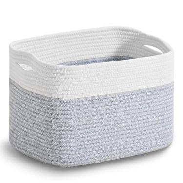 Imagem de ICERZCZ Cesta de armazenamento de corda de algodão para organização, cestas decorativas fofas para presentes vazias, caixas organizadoras para brinquedos de cachorro, lavanderia de bebê, 38 x 29 cm