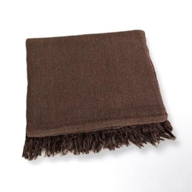Imagem de Manta Para Sofá ou Cama 100% Algodão Tamanho 210x120 – Capa Decorativa e Protetora para Ambientes Elegantes (Marrom Escuro)