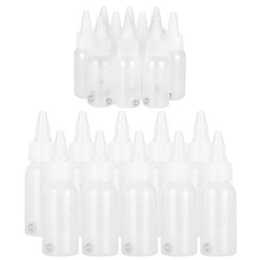 Imagem de 20 peças de garrafa de tinta vazia de 30 ml, frascos de tinta de aerografia transparentes de 30 ml, frascos de plástico reutilizáveis, recipientes de compressão de condimentos com escala e tampa para