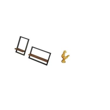 Imagem de Fenteer Prateleiras Flutuantes Rústicas Modernas de Madeira com Estatueta de Galinha, Decoração Feng Shui para Cozinha, Escritório, Sala de Jantar E Armazenam