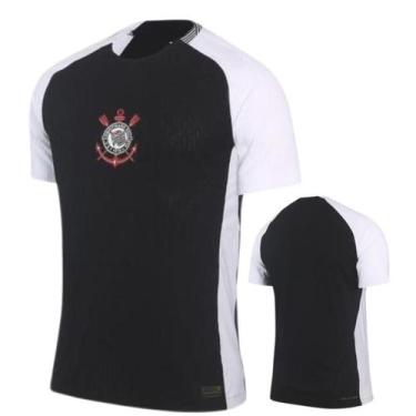 Imagem de Camisa Corinthians Preto Branco Jogador, Preto, GG