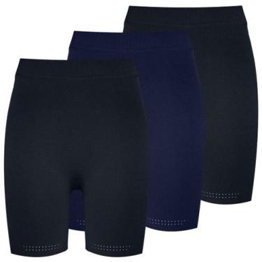 Imagem de Kit 3 Bermuda Sem Costura Feminina Trifil Modeladora Legging, Preto e 
