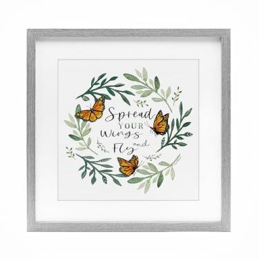 Imagem de Stupell Industries Impressão emoldurada Spread Your Wings Butterflies Birch Under Glass, design por Elizabeth Tyndall, 40 x 40 cm