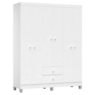 Imagem de Guarda Roupa Infantil Ternura Baby 6 Portas Branco Brilho - Incorplac