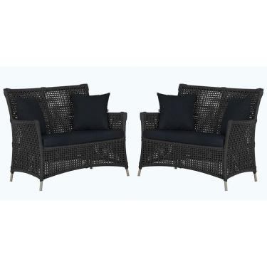 Imagem de 2 Sofás área Externa Igapó Alumínio Fendi Corda Náutica E12 Preto