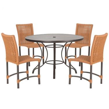 Imagem de Mesa Ascoli 4 Cadeiras Cannes De Alumínio Trama Terra Cota