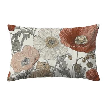 Imagem de Capas de travesseiro retrô boêmio floral decorativo lombar 30,5 x 50,8 cm, decoração moderna de casa de fazenda para sofá, sala de estar, sofá