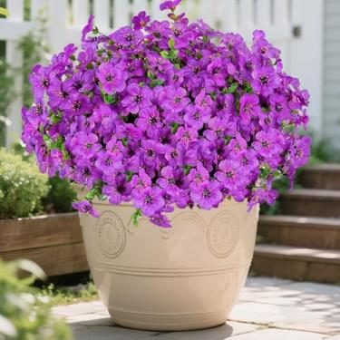 Imagem de Flores artificiais para ambientes externos e internos, flores de seda que não desbotam, plantas falsas de plástico para uso externo, varanda frontal, vaso suspenso, caixa de janela, jardim, decoração