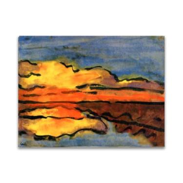 Imagem de RYLJCZ Pinturas famosas abstratas. Pôsteres e impressões de arte de Emil Nolde (paisagem costeira). Reprodução em tela. Quadro decorativo para sala de estar. (60 x 80 cm (23,5 x 31,5 polegadas/sem