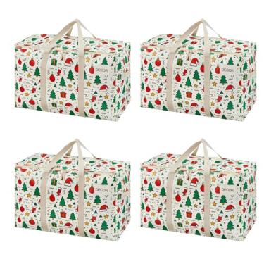 Imagem de VENO Pacote com 4 sacos de mudança e grandes caixas de armazenamento de Natal com tampas. Alternativa a caixas de mudança, suprimentos de embalagem para a faculdade. Sacolas resistentes extra grandes