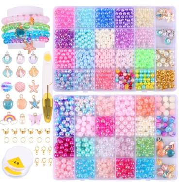 Imagem de Kit de contas soltas para fabricação de pulseiras, kit de pulseiras da amizade, tema marítimo, faça você mesmo, colar e pingente