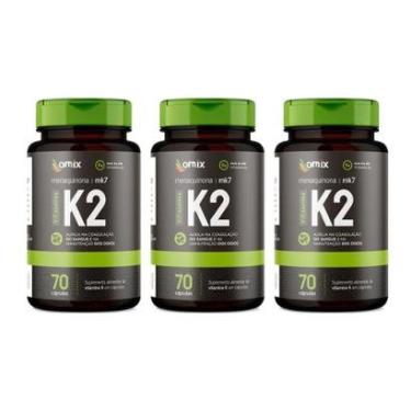Imagem de Kit 3x - Vitamina K2 - MK7 - 70 cápsulas - Omix-Unissex