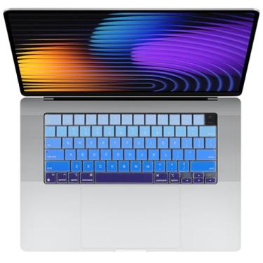 Imagem de Allinside Capa de teclado MacBook para Pro 35.6 cm/40.6 cm (M2/M3/M4, 2021–2025) e Air 33.0 cm/38.1 cm (M1/M2/M3/M4 Pro/Max, 2022–2025), protetor de teclado para laptop, layout ANSI dos EUA, azul