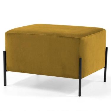 Imagem de Puff Decorativo 60cm Base Aço Status C-279 Veludo Mostarda - Domi