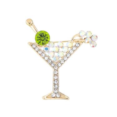 Imagem de Broche de taça de vinho de strass delicado para mulheres moderno coquetel vinhos broche de vidro garrafa de vinho broche broche de festa chapéu bolsa terno charme joias, Extar Large, Liga de aço