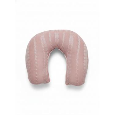 Imagem de Almofada de Amamentação em Tricô, 45x37x13cm, Formato U Anatômico, Enchimento Siliconado, Hipoalergênico (Rosa Prata)