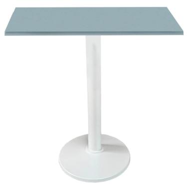Imagem de Mesa Zeta Ferro Branco 75 Cm (alt) Disco Redondo Tampo Mdp Quadrado 70 Cm (larg) X 2,5 Cm (alt) Cinza