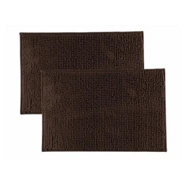 Imagem de 2 Dois Tapetes Banheiro Bolinha Tabaco Antiderrapante Macio Macarrão -