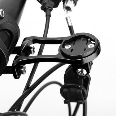 Imagem de Suporte de bicicleta para computador de ciclismo Suporte de extensão de haste de liga de alumínio para suporte de lanterna de bicicleta preto