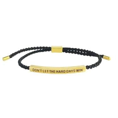 Imagem de tenghong2021 Pulseira trançada Don't Let The Hard Days Win com pingente de oração inspiradora ajustável para mulheres e homens, feita à mão em aço inoxidável gravada, joias energéticas, presentes, 0.1
