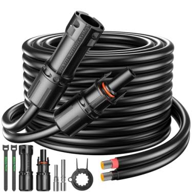 Imagem de Bateria Power Cabo de extensão de painel solar de 10 m, 8 AWG, kit adaptador de fio solar paralelo condutor de fio duplo de 10 mm² com conectores solares fêmeas e machos à prova d'água para sistemas