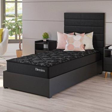 Imagem de Conjunto Cama Box Solteiro Benim com Molas Ensacadas 88cmx188cmx60,4cm Preto
