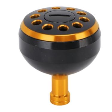 Imagem de UPALDHOU Puxador elétrico de 38 mm, design redondo de uma peça, molinete de pesca de liga de alumínio, com textura antiderrapante para molinetes S A D, pesca marítima (preto dourado)