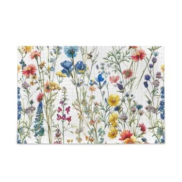 Imagem de WELLDAY Quebra-cabeça Aquarela Flores Silvestres Coloridas 1000 Peças Grande Jogo de Arte para Adultos Adolescentes