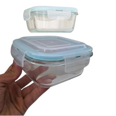 Imagem de kit 2 Potes de Vidro Hermético Resistente Com Tampa 370 e 520ML - Thik