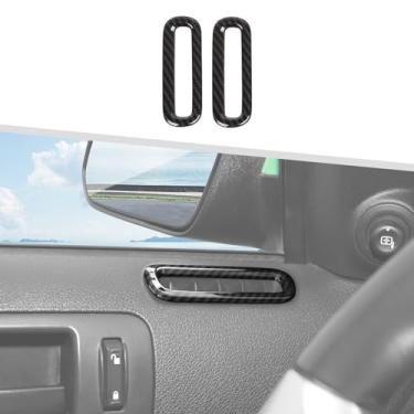 Imagem de Jimen Compatível com Ford Mustang 2010-2014, acabamento da tampa da saída de saída de ventilação CA da porta interior do carro (fibra de carbono)