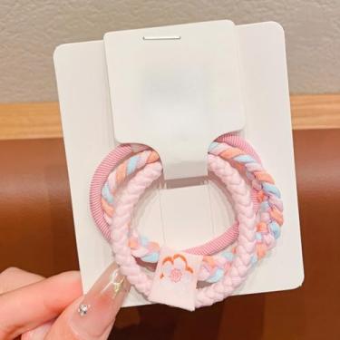 Imagem de Pacote com 3 laços de cabelo, faixas elásticas grossas para estilos de rabo de cavalo em cores sortidas (rosa)