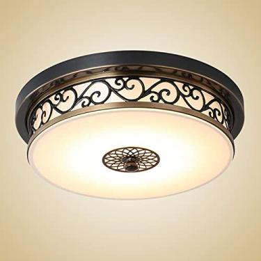 Imagem de Luminária de teto LED estilo antigo, para corredor, retrô, vintage, redonda, em metal, ferro e com cúpula de vidro, luz quente 3000K, ideal para sala de estar, sala de jantar, quarto e cozin