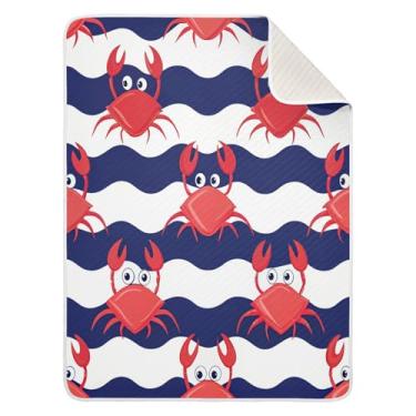 Imagem de Qilmy Manta de bebê ondulada de caranguejos fofos 76 x 101 cm, cobertor infantil de algodão macio para meninos e meninas, cobertor leve e quente para bebês e bebês recém-nascidos