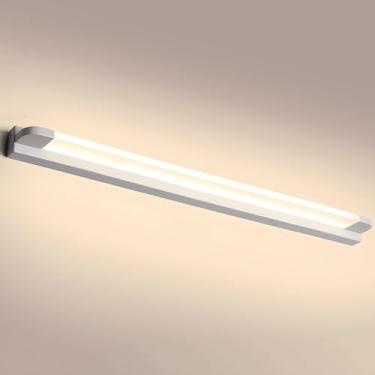 Imagem de Luminária de parede LED branca para banheiro com espelho, classificação IP44, ideal para exibir fotos. Perfeita para hotéis e restaurantes. Luminária de leitura moderna, à prova d'água, luz