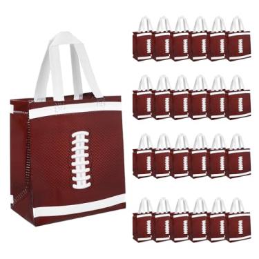 Imagem de Hauojaus 24 peças de sacolas de lembrancinhas de festa esportiva, bolsas de presente de futebol não tecidas com alças, futebol, basquete, beisebol, reutilizável, doces, bola, presente, para presente