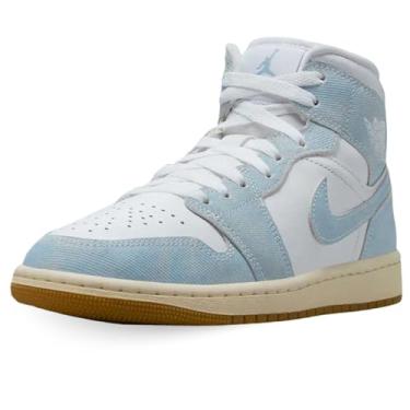 Imagem de Tênis feminino Air Jordan 1 Mid SE branco/azul desgastado, marrom claro, Branco, 35