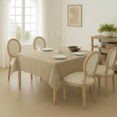 Imagem de Toalha de Mesa Gaze Linho Flame Rústico Dona Delicada Mesa Buffet Tecido Jantar Festa Decoração (4 LUGARES - MARROM CLARO)
