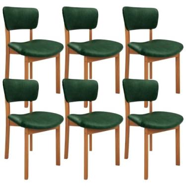 Imagem de Kit 6 Cadeiras Para Sala de Jantar Cozinha Living Estofada Dara L02 Couríssimo Verde Musgo - Lyam Decor